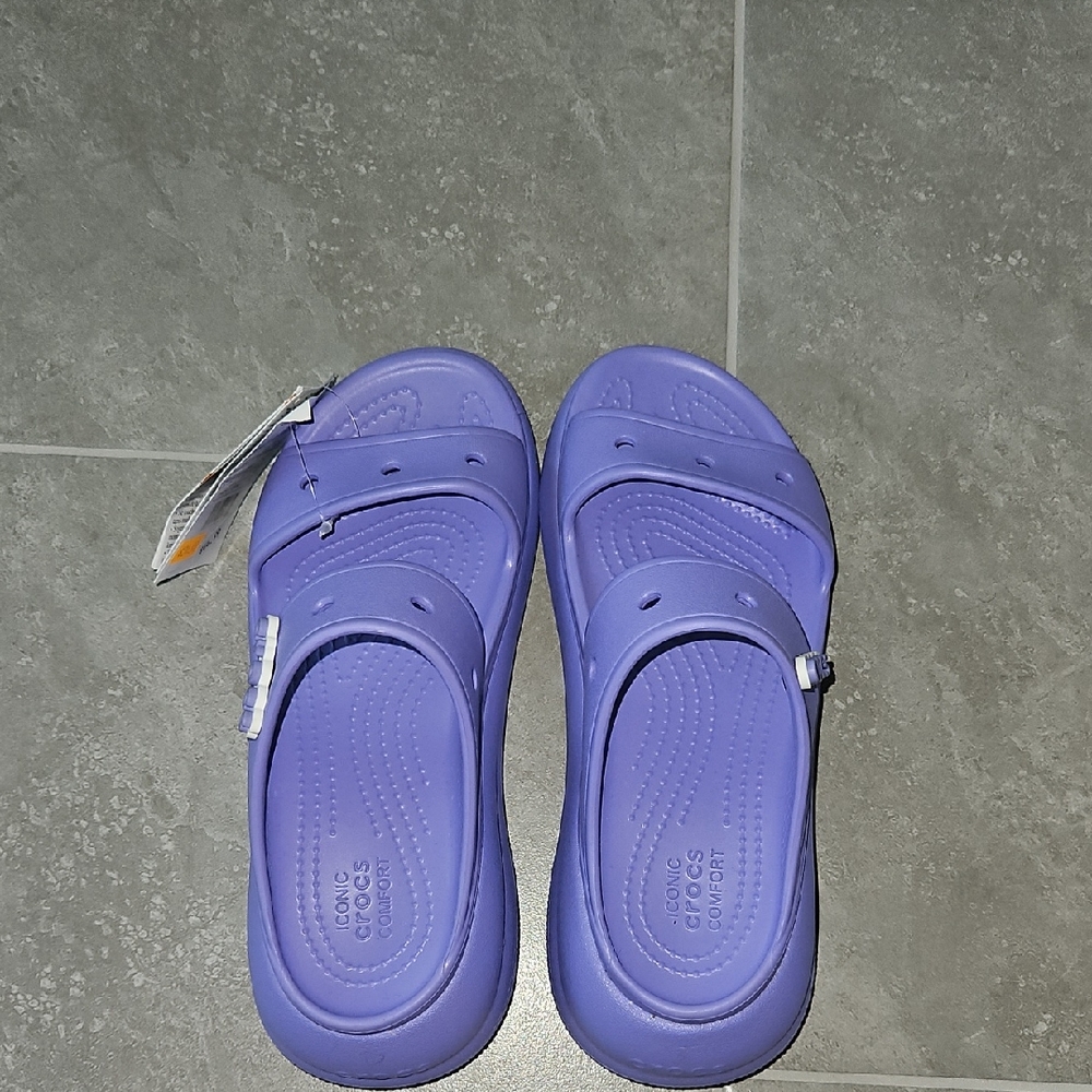 CROCS Purple Platform Shoes with Contoured Footbed